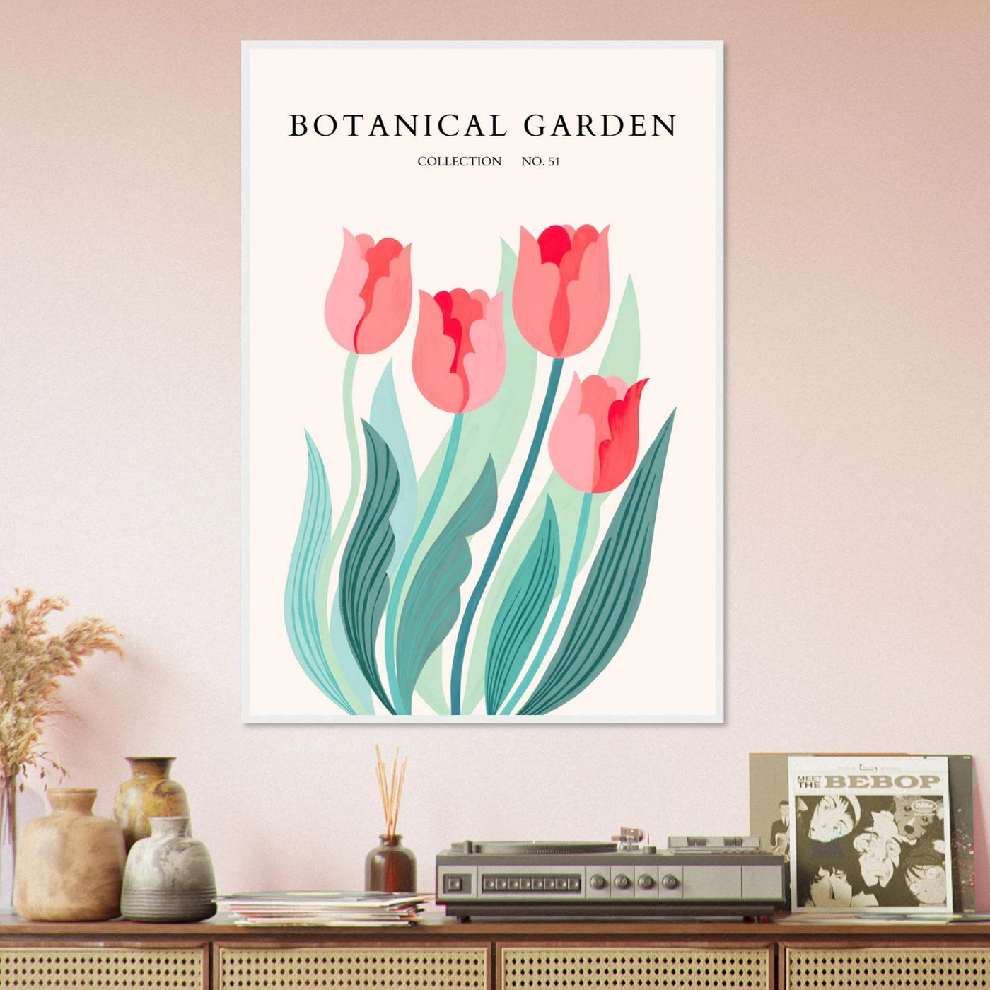 Botanical Garden Tulip Framed Poster – Pastel Florals & Nature Art Prints | Ready-to-Hang Wall Decor - Vibrantwalls