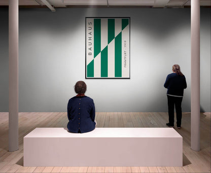 Bauhaus Emerald Green Cream Movement Style Design Wall Art - Vibrantwalls