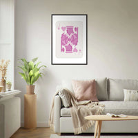 Jack of Hearts Poker Card Print - Eclectic Pink Framed Art - Eco-Friendly Wood Frame, Ready-to-Hang Decor - Vibrantwalls