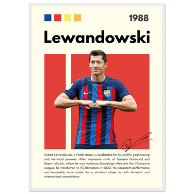 Robert Lewandowski FC Barcelona Framed Football Poster 50x70 cm 20x28″ White frame Vibrantwalls
