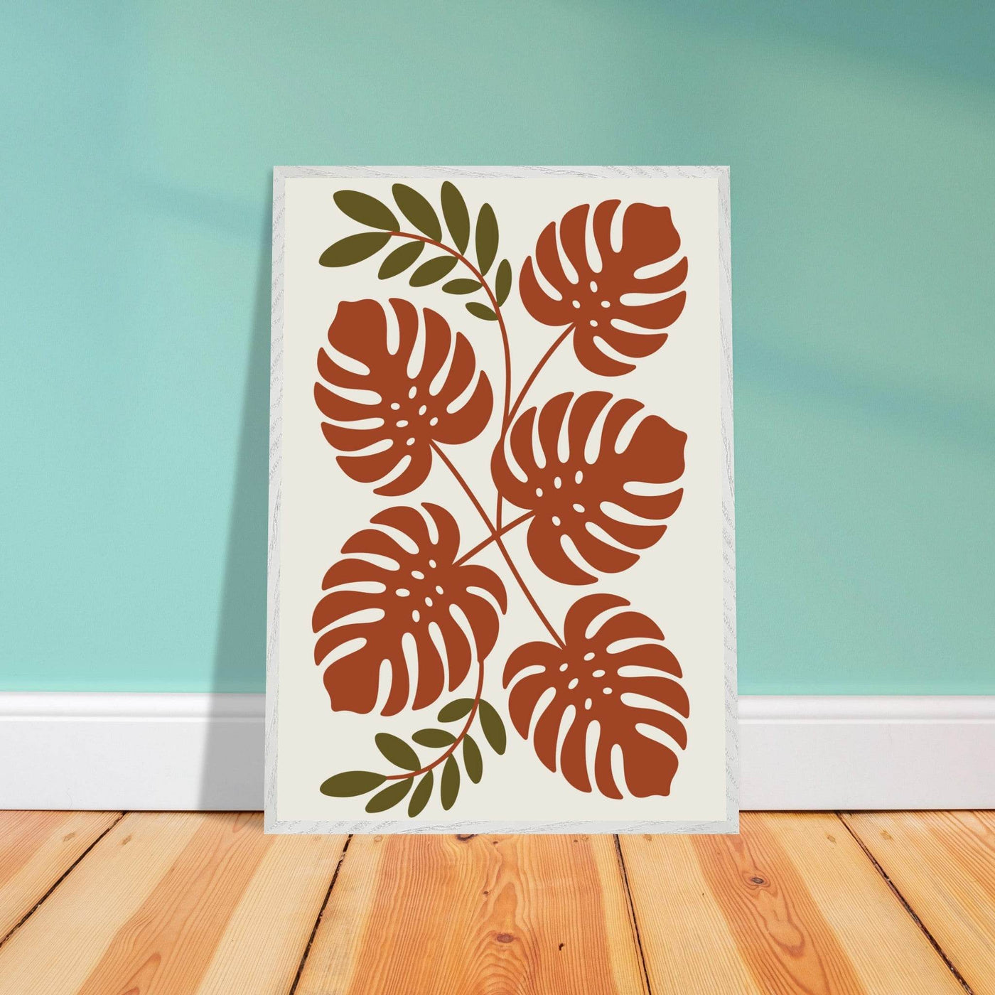 Monstera Leaf Composition in Terracotta Tones - Vibrantwalls