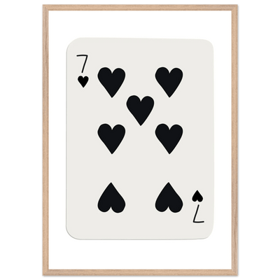 Seven of Hearts - Modern Poker Card Print Art - Eco-Friendly Wood Framed Poster, in your choice of elegant frames - Vibrantwalls