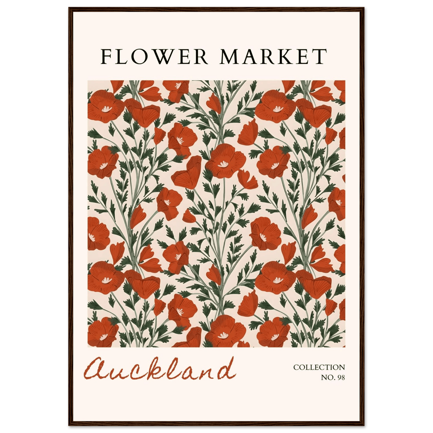 Auckland Flower Market Framed Poster – Vibrant Poppy Art Print | Ready-to-Hang Floral Decor - Vibrantwalls