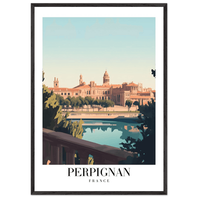 Perpignan France Framed Poster – Vintage Cityscape Wall Art with Wooden Frame - Vibrantwalls
