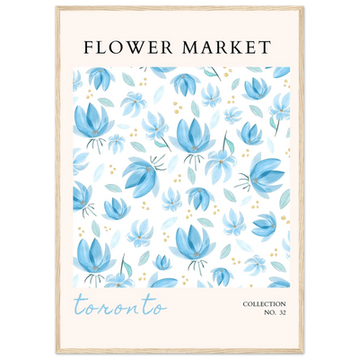 Toronto Flower Market Wall Art – Delicate Blue Floral & Gold Dot Prints | Framed & Ready-to-Hang - Vibrantwalls