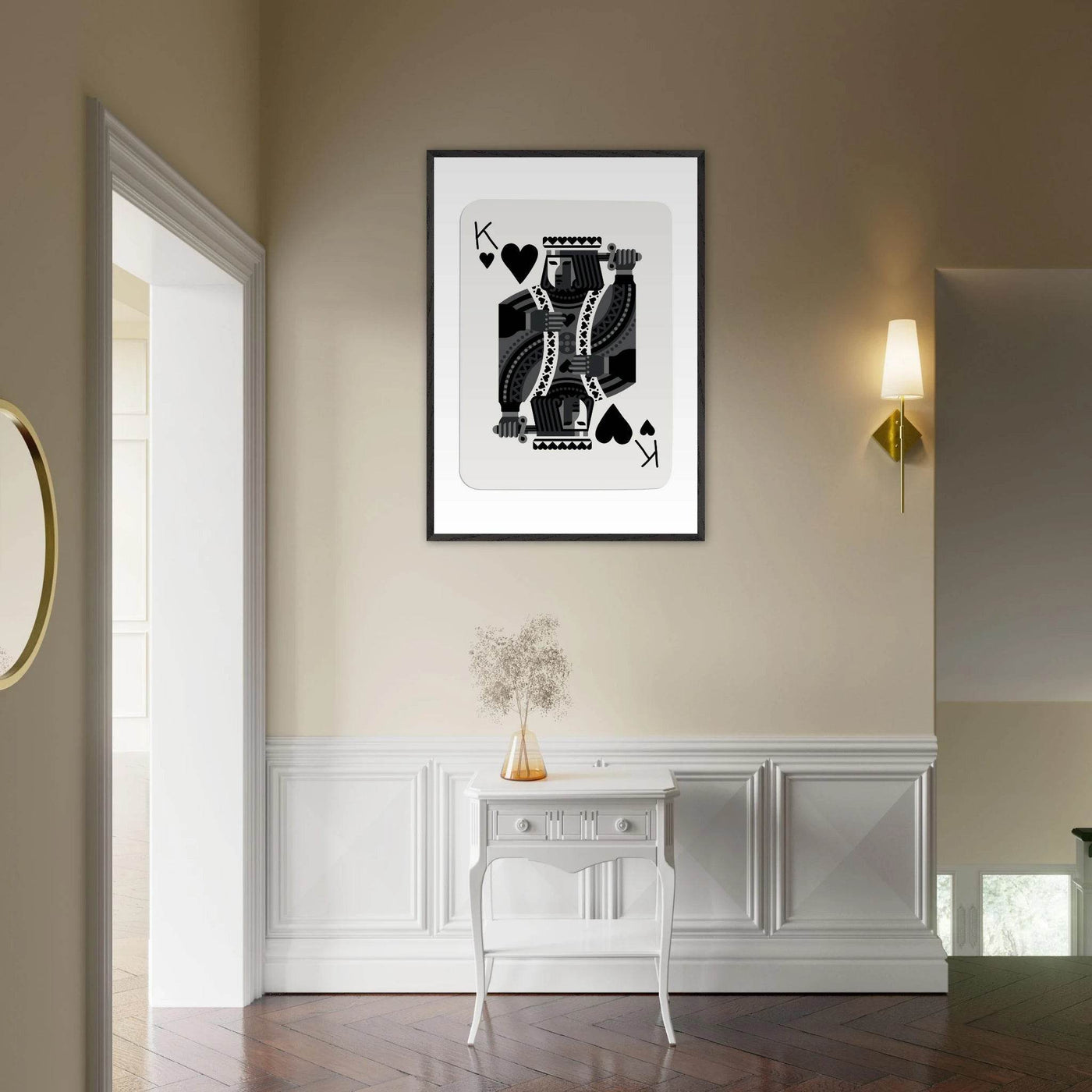 King of Spades Modern Minimalist Poker Card Art - Mounted Framed Poster, Eco-Friendly Wood Frame in Your Choice of Style - Vibrantwalls