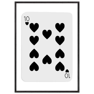 Minimalist Ten of Hearts Poker Card Print - Mounted Framed Eco-Friendly Wall Art for Game Rooms & Modern Decor - Vibrantwalls