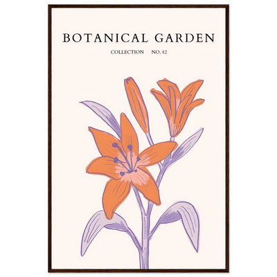 Botanical Garden Lily Print – Orange & Lavender Framed Poster | Elegant Nature Art for Modern Spaces, Ready-to-Hang - Vibrantwalls