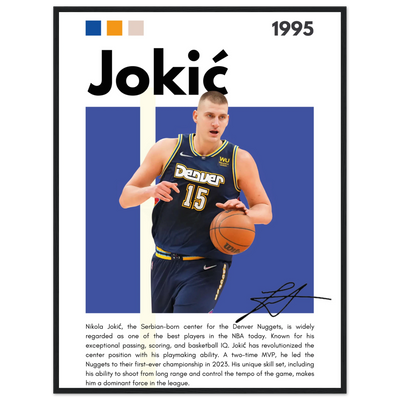 Nikola Jokic Joker Nuggets Minimalist Art Print 60x80 cm 24x32″ Black frame Vibrantwalls