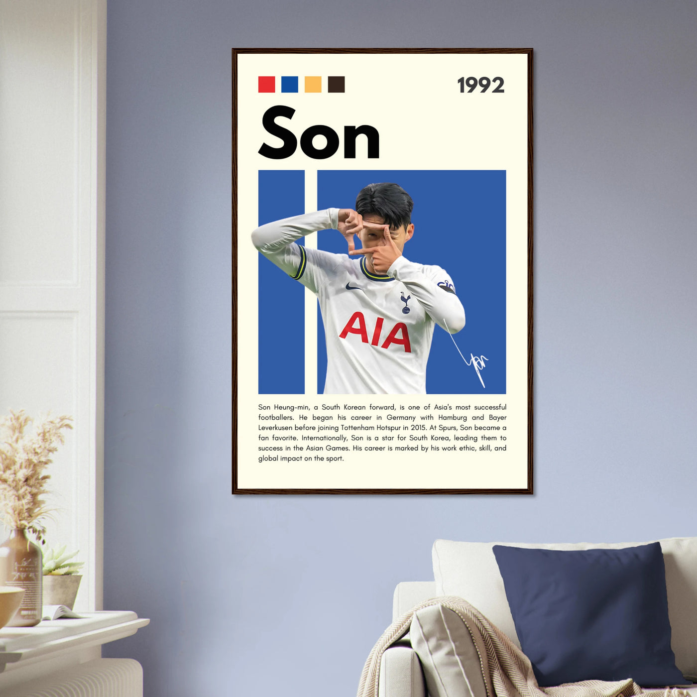Son Heung-min Tottenham Hotspur Framed Football Poster Vibrantwalls