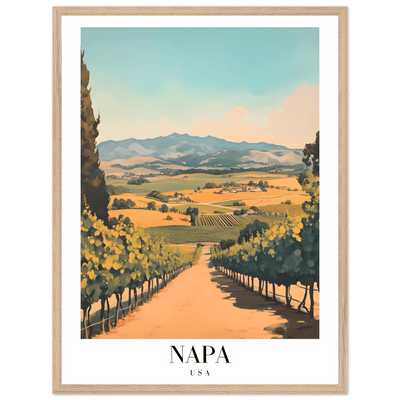 Napa Valley Vineyard Framed Poster – Vintage Travel Wall Art with Wooden Frame - Vibrantwalls