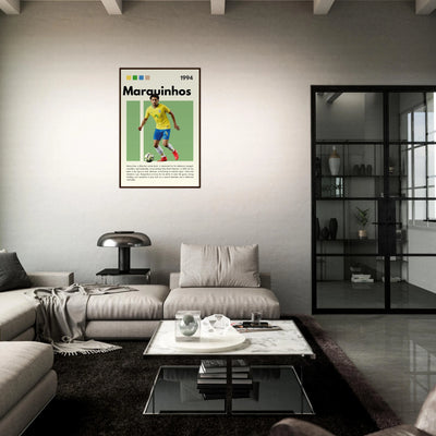 Marquinhos Brazil Football Framed Poster – Iconic Soccer Art Print for Fans Vibrantwalls