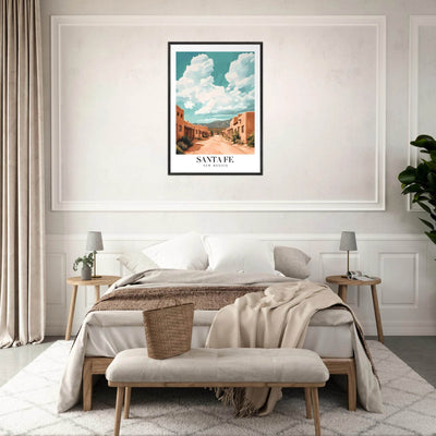 Santa Fe New Mexico Framed Poster – Vintage Southwest Wall Art with Wooden Frame - Vibrantwalls