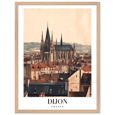 Dijon France Framed Poster – Vintage European Cityscape Wall Art with Wooden Frame - Vibrantwalls