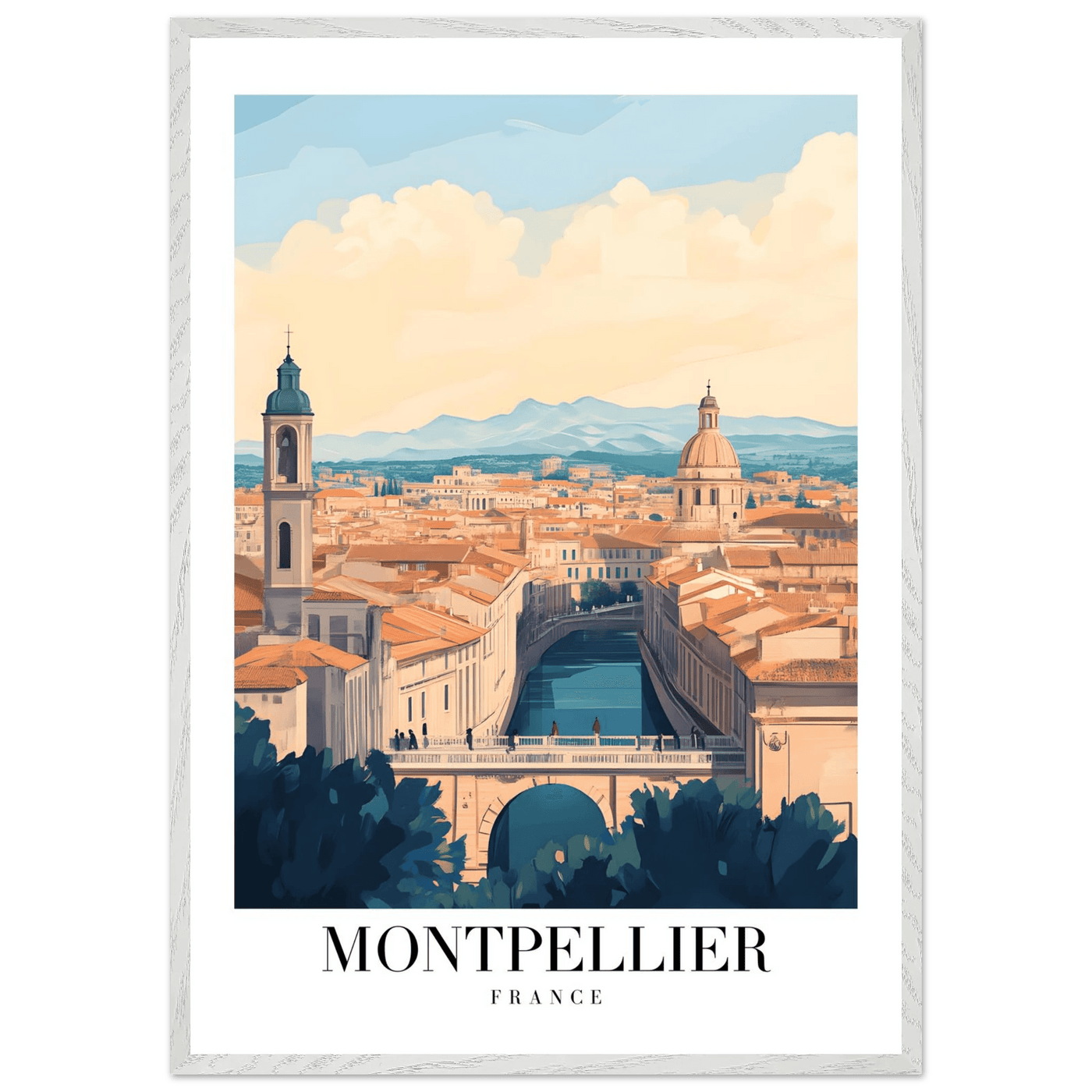 Montpellier France Framed Poster – Vintage Travel Wall Art with Wooden Frame - Vibrantwalls