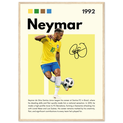 Neymar Jr. Brazilian Football Legend Framed Poster – Vibrant Pop Art Football Print 50x70 cm 20x28″ Wood frame Vibrantwalls