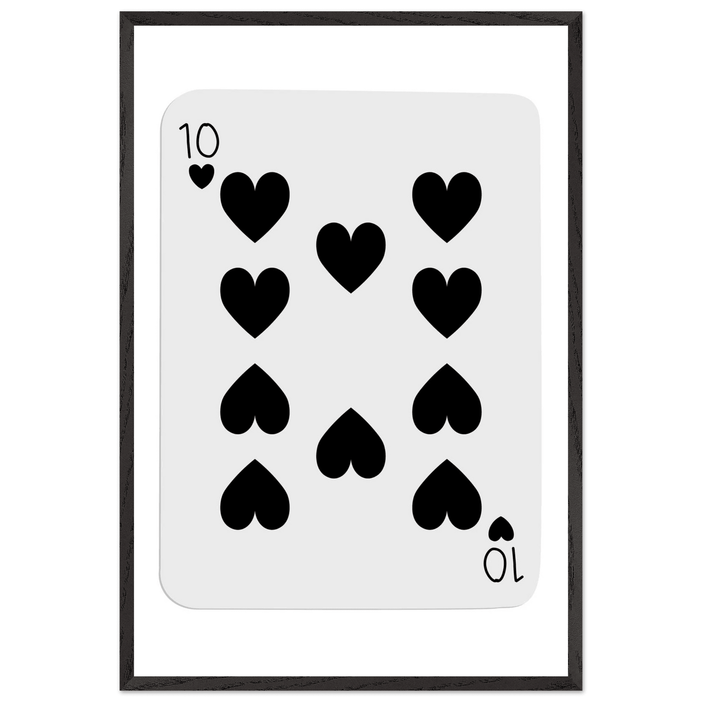 Minimalist Ten of Hearts Poker Card Print - Mounted Framed Eco-Friendly Wall Art for Game Rooms & Modern Decor - Vibrantwalls