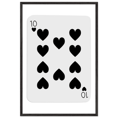 Minimalist Ten of Hearts Poker Card Print - Mounted Framed Eco-Friendly Wall Art for Game Rooms & Modern Decor - Vibrantwalls
