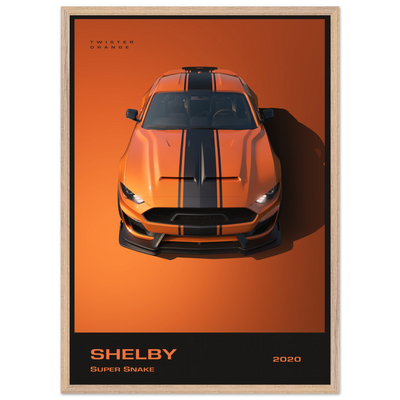 Shelby Super Snake 2020 "Twister Orange" Framed Poster | Modern Automotive Art, Ready-to-Hang Premium Quality A1 (59.4 x 84.1 cm) Wood frame Vibrantwalls