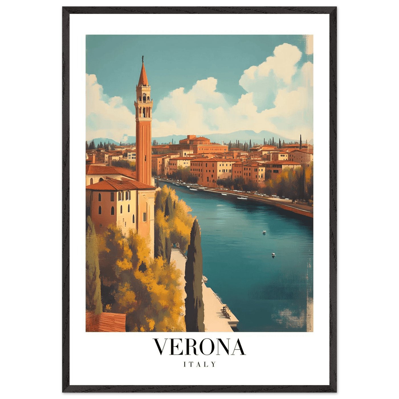 Verona Italy Framed Poster – Vintage Italian Travel Wall Art with Wooden Frame - Vibrantwalls