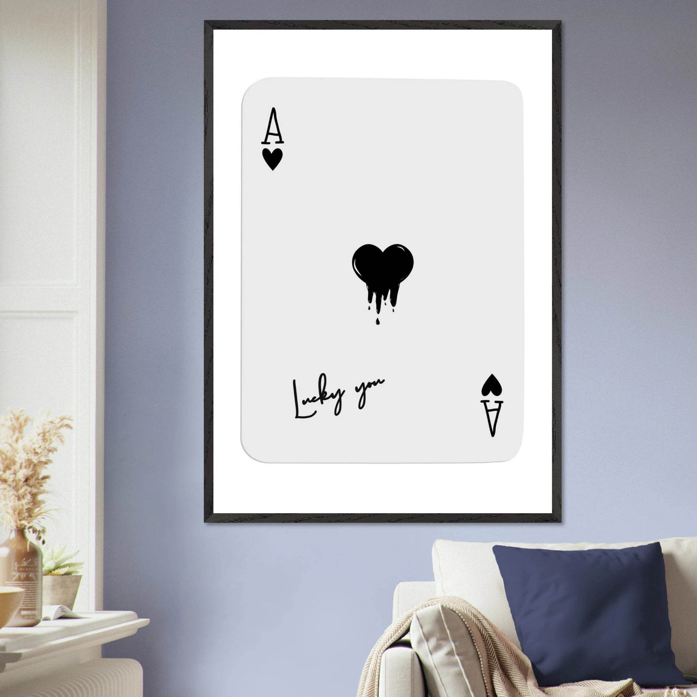 Lucky Ace of Hearts Dripping Art Print - Framed Poster, Modern Poker Card Decor, Eco-Friendly Wood Frame - Vibrantwalls