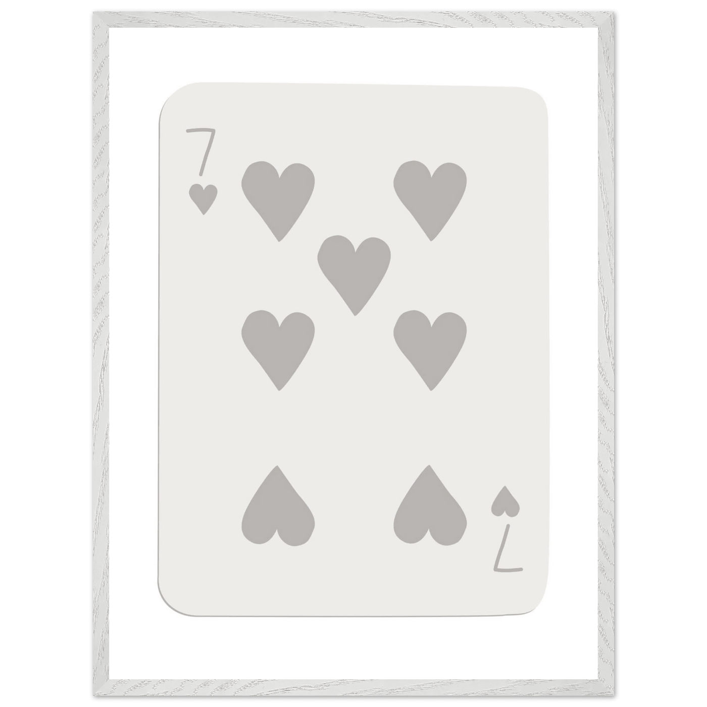 Minimalist Poker Card Print - Seven of Hearts - Mounted Eco-Friendly Framed Art, Custom Sizes & Finishes - Vibrantwalls