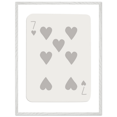 Minimalist Poker Card Print - Seven of Hearts - Mounted Eco-Friendly Framed Art, Custom Sizes & Finishes - Vibrantwalls