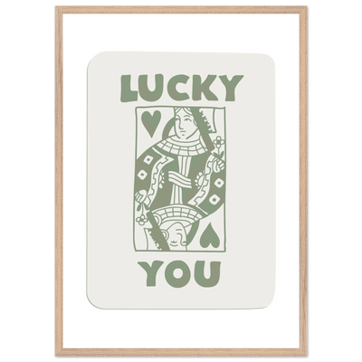 Lucky You Poker Card Print - Queen of Hearts Framed Art - Eco-Friendly Wood Frame - Vibrantwalls