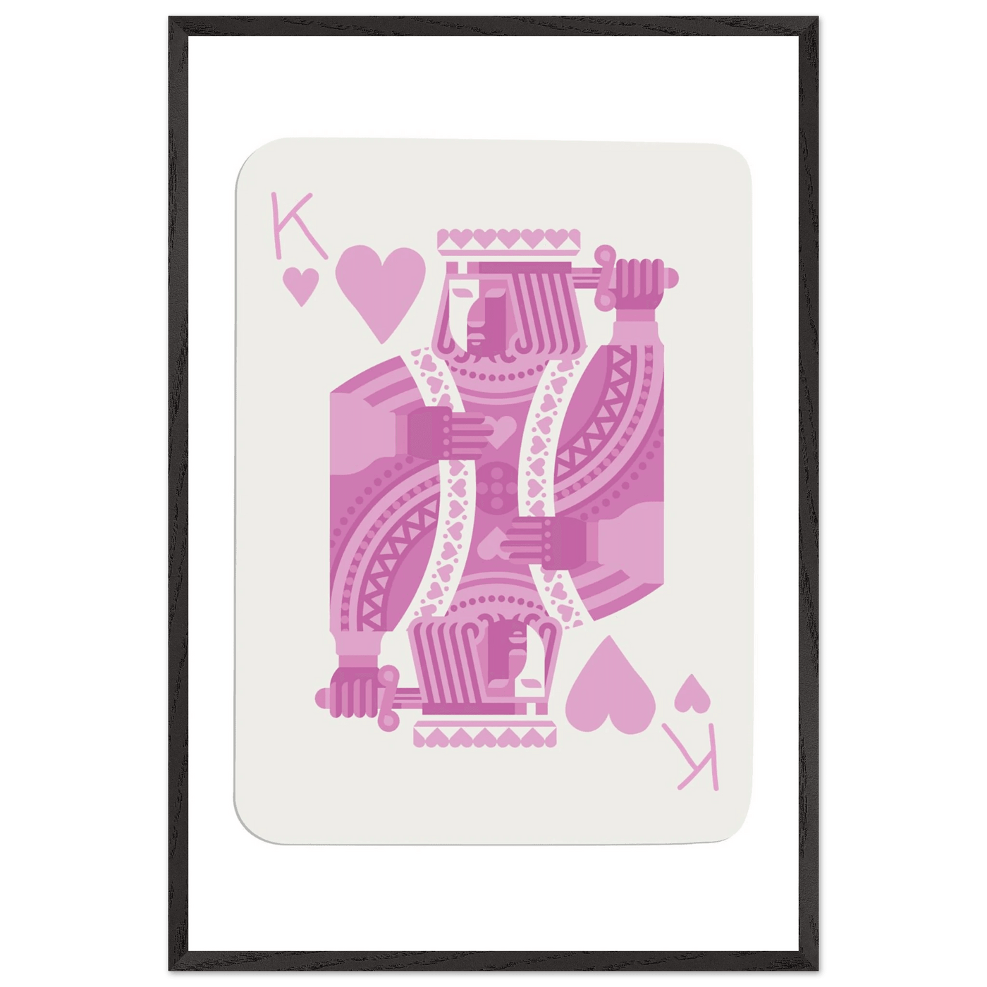 King of Hearts Modern Pink Poker Card Art - Mounted Framed Poster, Eco-Friendly Wood Frame - Vibrantwalls