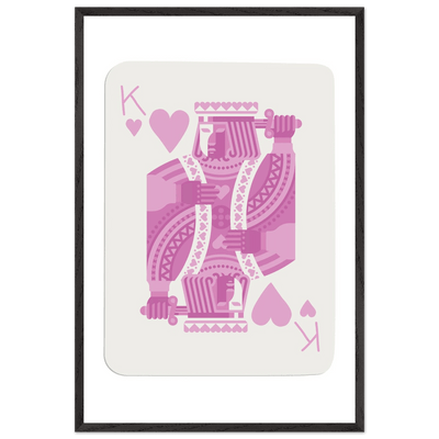 King of Hearts Modern Pink Poker Card Art - Mounted Framed Poster, Eco-Friendly Wood Frame - Vibrantwalls