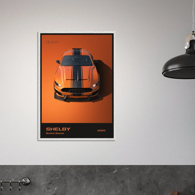 Shelby Super Snake 2020 "Twister Orange" Framed Poster | Modern Automotive Art, Ready-to-Hang Premium Quality Vibrantwalls