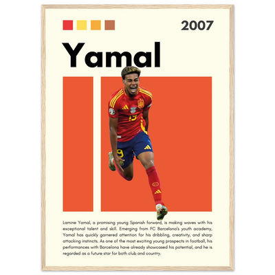 Lamine Yamal Spain Soccer Framed Football Poster 50x70 cm 20x28″ Wood frame Vibrantwalls