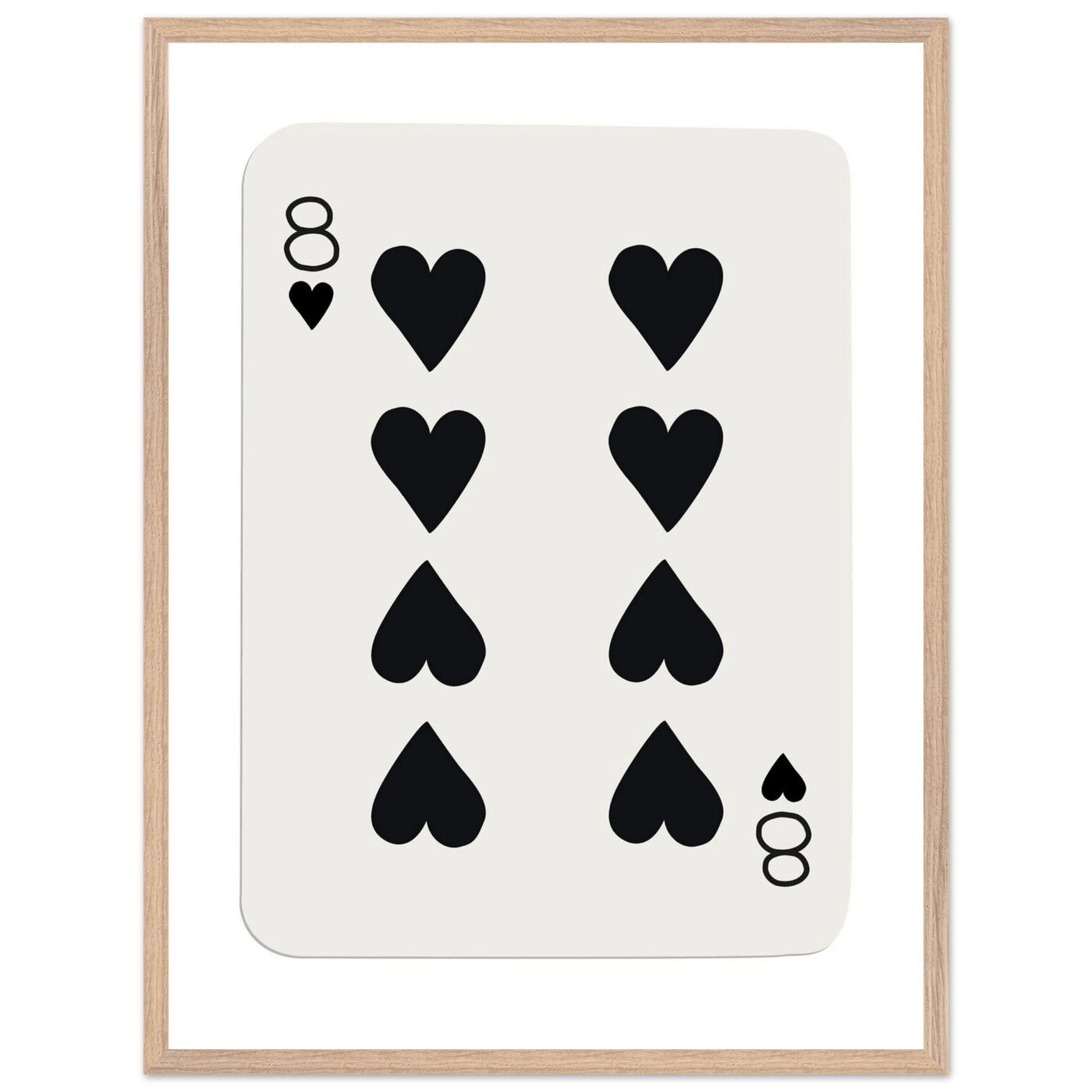 Minimalist Eight of Hearts Poker Card Print - Framed Wall Art, Sustainable Wood Frame, Choose Your Finish & Size - Vibrantwalls
