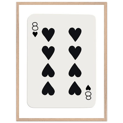 Minimalist Eight of Hearts Poker Card Print - Framed Wall Art, Sustainable Wood Frame, Choose Your Finish & Size - Vibrantwalls