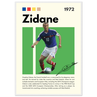 Zinedine Zidane Football Legend Framed French Poster A1 (59.4 x 84.1 cm) White frame Vibrantwalls
