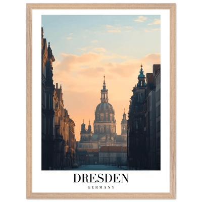 Dresden Germany Framed Poster – Warm Sunset Cityscape Wall Art with Wooden Frame Options - Vibrantwalls