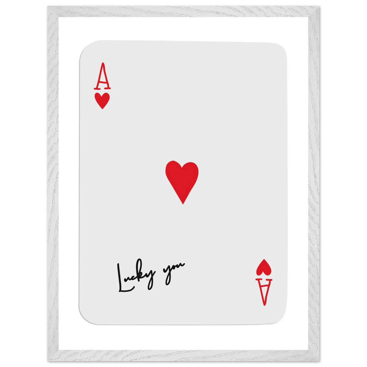 Lucky You Ace of Hearts Card Print - Framed Poker Art, Modern Design, Eco-Friendly Wood Frame - Vibrantwalls