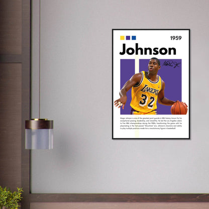 Magic Johnson Showtime Lakers Vintage Art Print - Vibrantwalls
