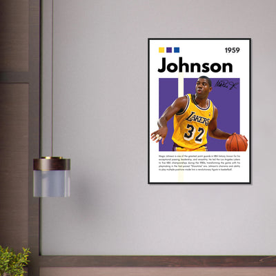 Magic Johnson Showtime Lakers Vintage Art Print Vibrantwalls