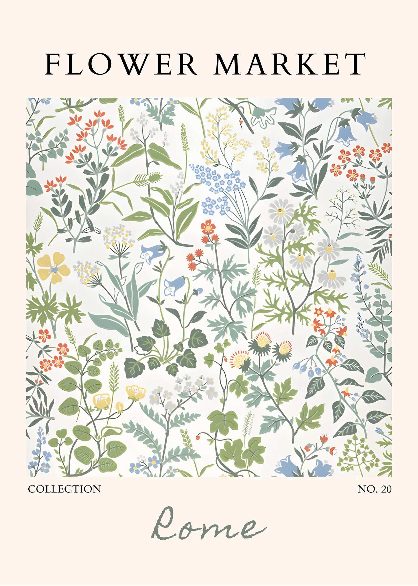 Abstract Floral Framed Poster – Pastel Blossom & Leaf Art Prints | Ready-to-Hang Wall Decor - Vibrantwalls