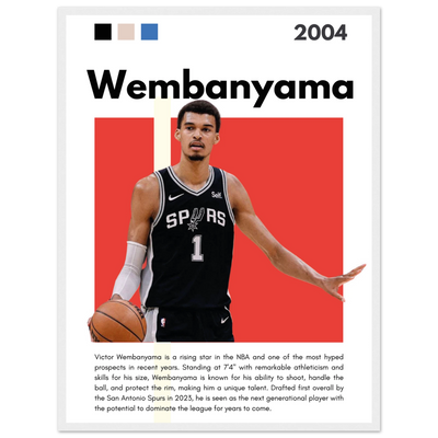 Victor Wembanyama Wemby Spurs Modern Art Print 45x60 cm 18x24″ White frame Vibrantwalls