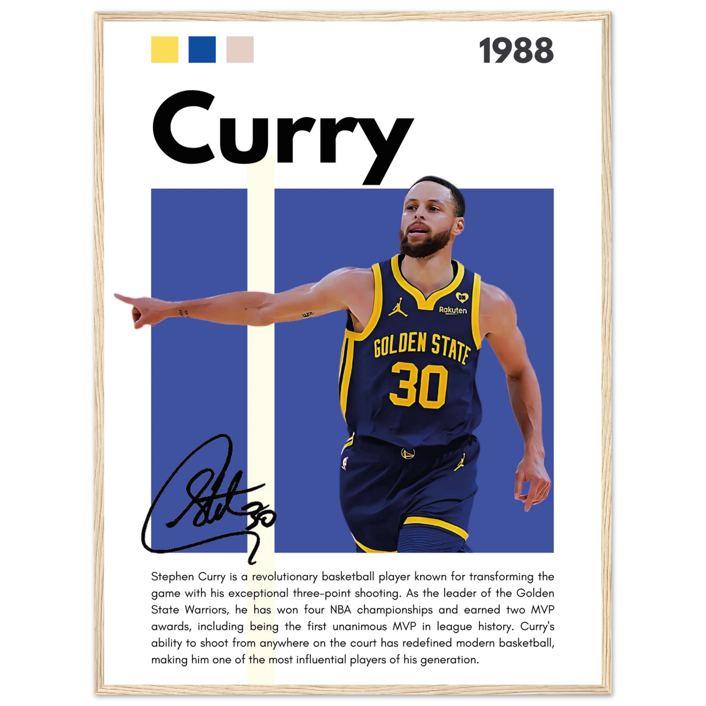 Stephen Curry Chef Curry Warriors Framed Poster 60x80 cm 24x32″ Wood frame Vibrantwalls
