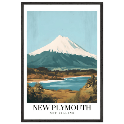 New Plymouth New Zealand Framed Poster – Vintage Mount Taranaki Travel Art - Vibrantwalls