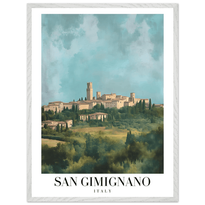 San Gimignano Italy Framed Poster – Vintage Tuscan Countryside Wall Art with Wooden Frame - Vibrantwalls