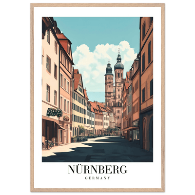 Nürnberg Germany Framed Poster – Vintage European Street Scene Wall Art with Wooden Frame - Vibrantwalls