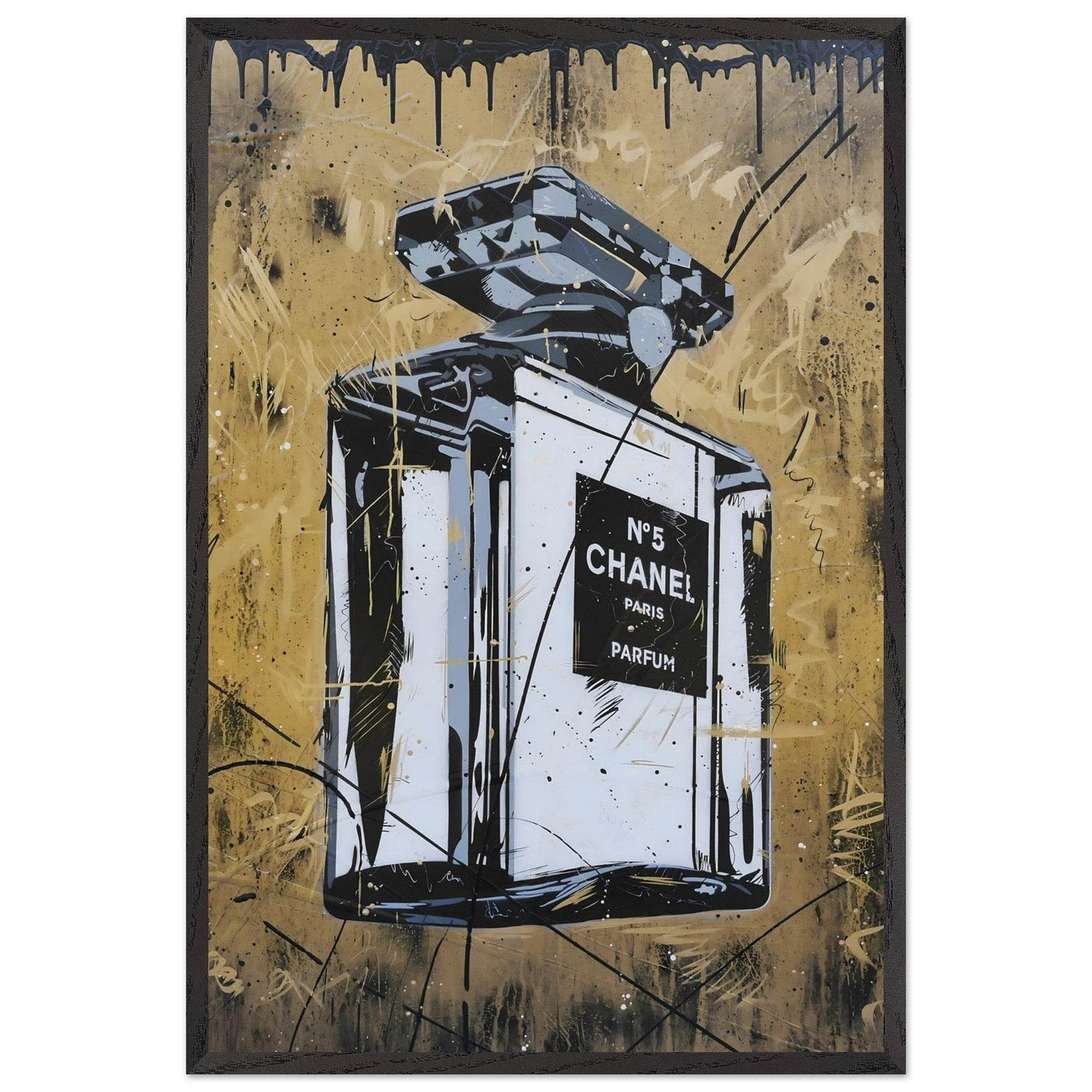 Abstract Chanel N°5 Art Print - Luxury Perfume Wall Art in Premium Mounted Frame - Vibrantwalls