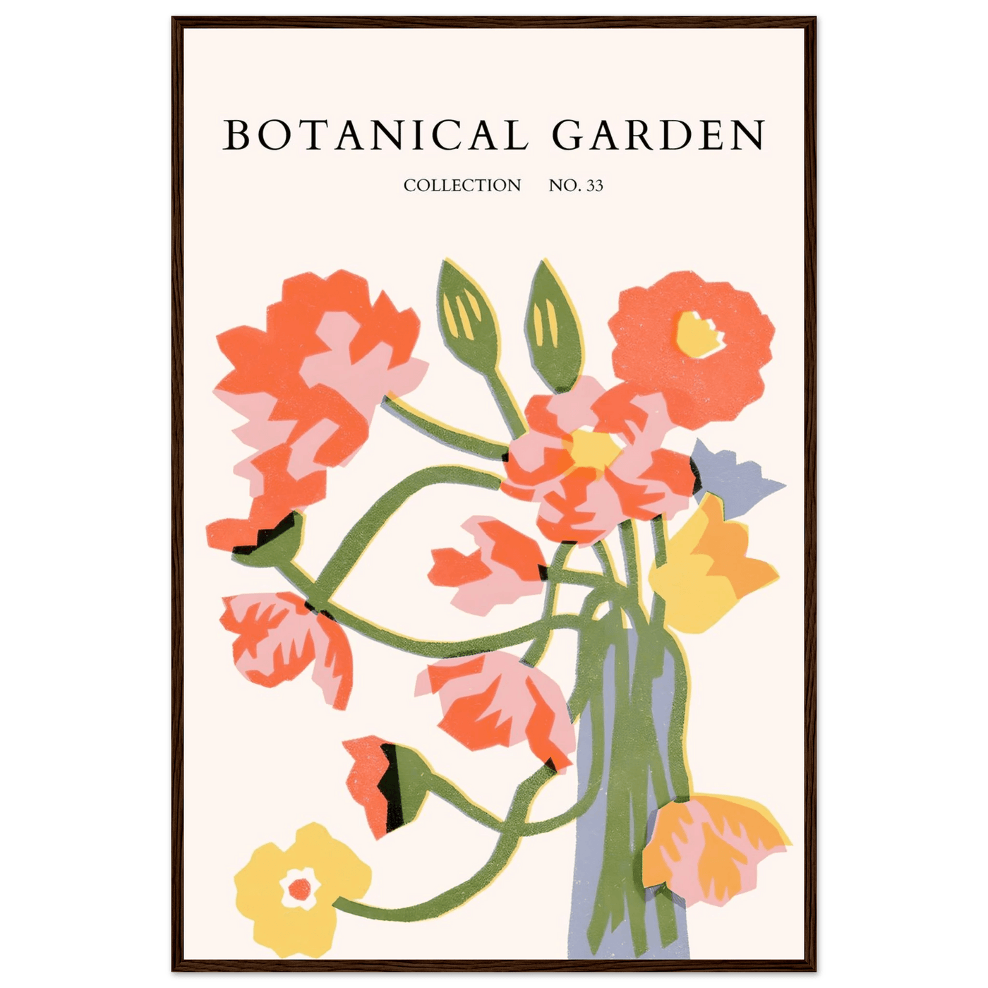 Botanical Garden Framed Poster - Abstract Floral Art Print | Warm Hues & Nature-Inspired Decor - Vibrantwalls