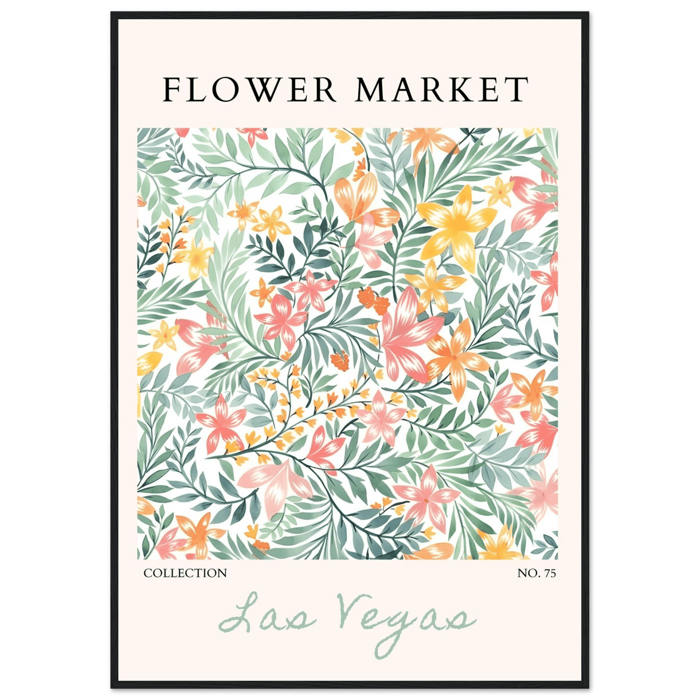 Flower Market Collection Framed Poster – Las Vegas Botanical Bliss Print | Ready-to-Hang Floral Art - Vibrantwalls