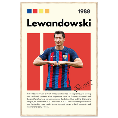 Robert Lewandowski FC Barcelona Framed Football Poster 60x90 cm 24x36″ Wood frame Vibrantwalls
