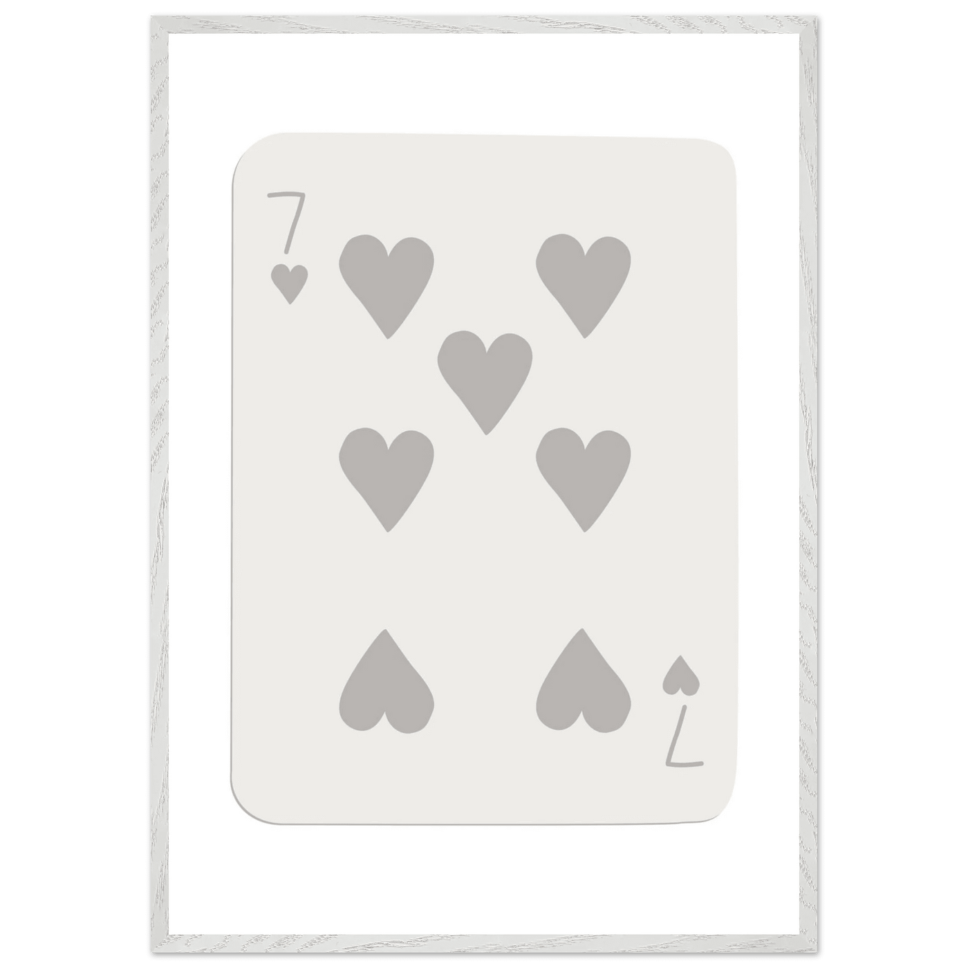 Minimalist Poker Card Print - Seven of Hearts - Mounted Eco-Friendly Framed Art, Custom Sizes & Finishes - Vibrantwalls